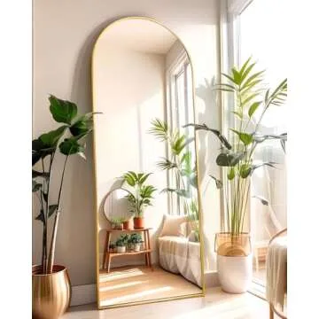 KOMCOTE Arch Mirror Full Length, Floor Length Mirror, Arched Floor Mirror, 58"x18" Wall Mirror Full Length, Gold Floor Mirror, Bedroom Mirror Full Length, Stand up Mirror for Living Room, Gold