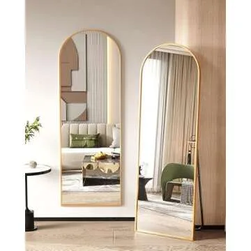 KOMCOTE Arch Mirror Full Length, Floor Length Mirror, Arched Floor Mirror, 58"x18" Wall Mirror Full Length, Gold Floor Mirror, Bedroom Mirror Full Length, Stand up Mirror for Living Room, Gold