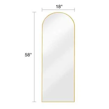 KOMCOTE Arch Mirror Full Length, Floor Length Mirror, Arched Floor Mirror, 58"x18" Wall Mirror Full Length, Gold Floor Mirror, Bedroom Mirror Full Length, Stand up Mirror for Living Room, Gold
