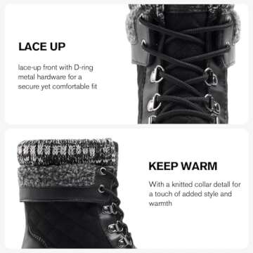 ALEADER Snow Boots for Women Winter Duck Mid-Calf Boots Waterproof Insulated Cold Weather Black 9 M US Women
