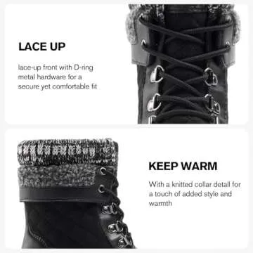 ALEADER Snow Boots for Women Winter Duck Mid-Calf Boots Waterproof Insulated Cold Weather Black 9 M US Women