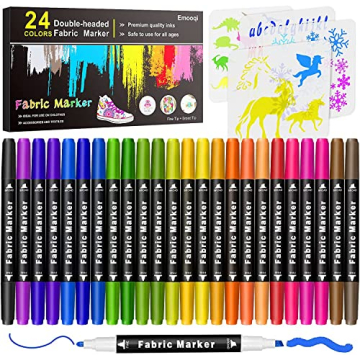 Emooqi 24-Color Fabric Markers: Double-Ended, Non-Toxic & Vibrant