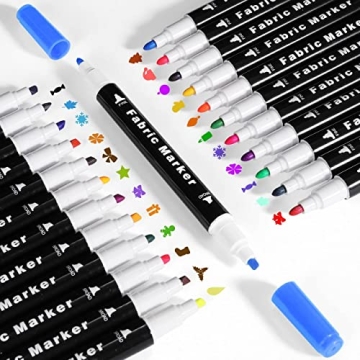 Emooqi 24-Color Fabric Markers Double-Ended Non-Toxic