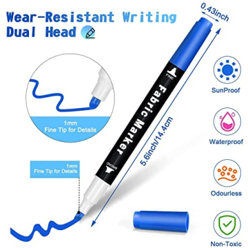Emooqi 24-Color Fabric Markers Double-Ended Non-Toxic
