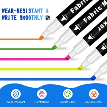 Emooqi 24-Color Fabric Markers Double-Ended Non-Toxic