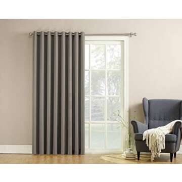 Sun Zero Barrow Energy Efficient Grommet Sliding Patio Door Curtain Panel, 100" x 84", Gray