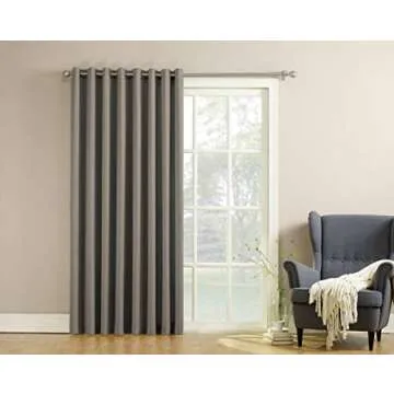 Sun Zero Barrow Energy Efficient Grommet Sliding Patio Door Curtain Panel, 100" x 84", Gray