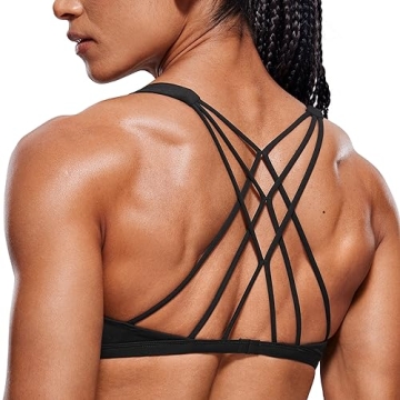 CRZ YOGA Women's Strappy Sports Bra - Criss Cross Back Padded Medium Support Wireless Bra Sexy Worko...