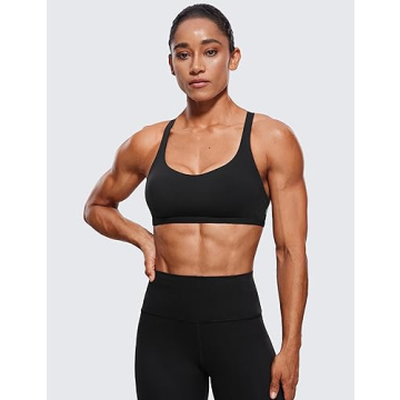CRZ YOGA Women's Stylish Criss Cross Sports Bra Black
