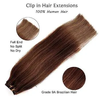 Ubetta Clip in Hair Extensions - Chocolate Brown Balayage 16 Inch