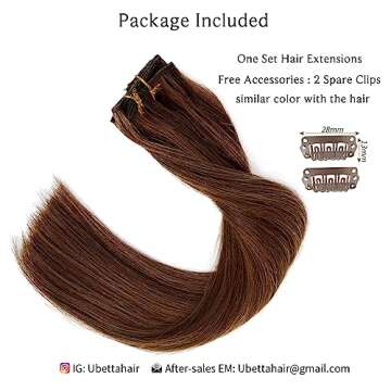 Ubetta Clip in Hair Extensions - Chocolate Brown Balayage 16 Inch