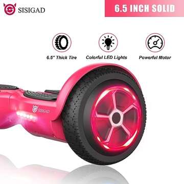 SISIGAD Hoverboard with Seat Attachment Combo, 6.5" Two-Wheel Hoverboards with Bluetooth Speaker and Colorful Lights, Self Balancing Scooter for Kids Gift (Include Go-Kart)-CarbonPink+camo
