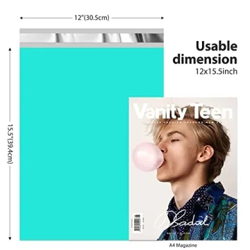 Fuxury Poly Mailers 12x15.5 Self-Sealing Teal Pack