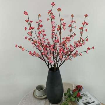 Stunning ARTIFIPLANT Plum Blossom Flowers, 6 Pcs Set