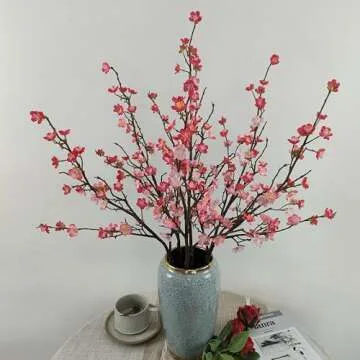 Stunning ARTIFIPLANT Plum Blossom Flowers, 6 Pcs Set