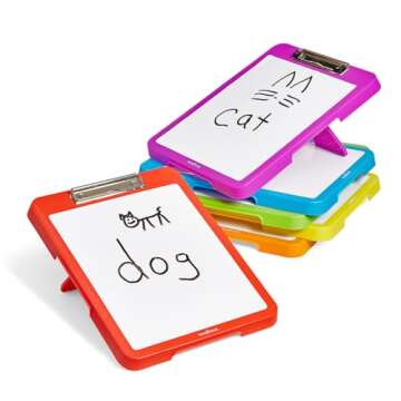 hand2mind Rainbow Writing Slant Boards, Desktop Whiteboard, Dry Erase Clipboard, Reusable Handwritin...