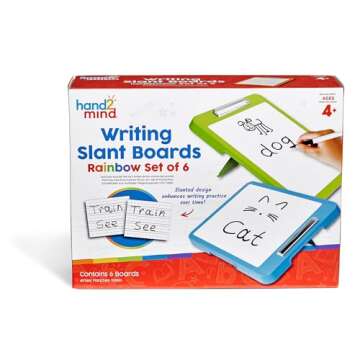 hand2mind Rainbow Writing Slant Boards, Desktop Whiteboard, Dry Erase Clipboard, Reusable Handwriting Practice for Kids, Learn to Write, Letter Writing, Teacher Supplies for Classroom (Set of 6)