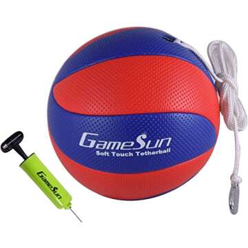GAMESUN Portable Tetherball Set, Portable Water-Base Tetherball Set with Tetherball, Pole, Rope and Base for Outdoor, Backyard