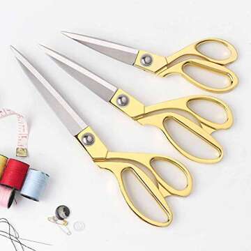 SUNLAND Professional Stainless Steel Heavy Duty Tailor Scissors (11 inch, Gold)