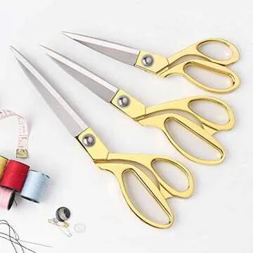 SUNLAND Professional Stainless Steel Heavy Duty Tailor Scissors (11 inch, Gold)