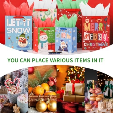 Souloduce 12 Pack Christmas Gift Bags - Vibrant & Sturdy Set