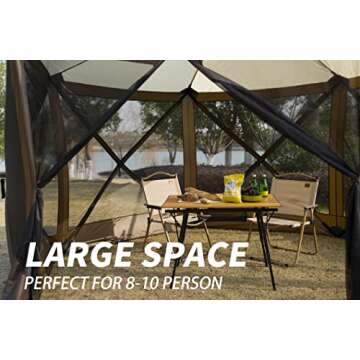 Gardimax Pop Up Gazebo Screen House Tent for Camping, 12'x12' 6 Sided Instant Canopy Shelter Gazebo ...