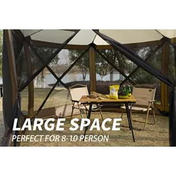 Gardimax Pop Up Gazebo Screen House Tent for Camping, 12'x12' 6 Sided Instant Canopy Shelter Gazebo ...