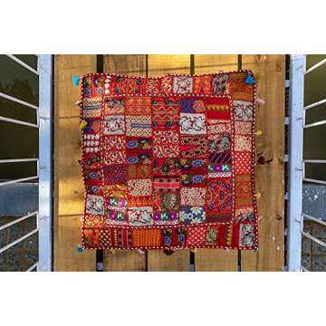 ART BOX Vintage Boho Cotton Floor Pillow Cover for Meditation & Pet Bedding, 35x35 Inches