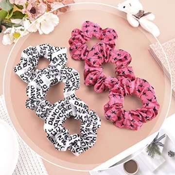 20 Pieces Girls Gymnastics Hair Scrunchies, Sports Elastics Hair Ties, and Dance Hair Accessories with Ballet Pattern (White, Pink)