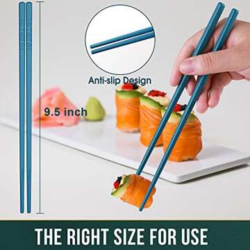 GLAMFIELDS Premium Multicolour Reusable Chopsticks Set
