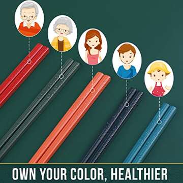 GLAMFIELDS Premium Multicolour Reusable Chopsticks Set