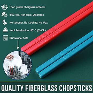 GLAMFIELDS Premium Multicolour Reusable Chopsticks Set