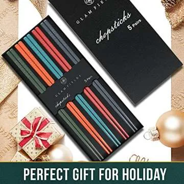 GLAMFIELDS Premium Multicolour Reusable Chopsticks Set