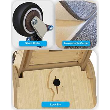 Cat Wheel Exerciser for Indoor Cats with Lock Pin. Large Diameter Cat Exercise Wheel Made of Natural Solid Wood. Inside Diameter 40in/100cm. Including Installation Tools and Cat Toy. (Natural)