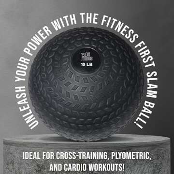 Fitness First Slam Ball, Easy-to-Grip, Sand-Filled Medicine Ball for Exercise and Workout, Ideal for...