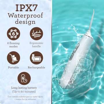 GuruNanda Cordless Water Flosser for Teeth, Gums & Braces - Portable & Rechargeable 300 ml Water Pic...