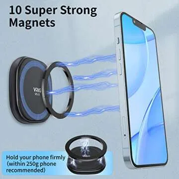 VRIG Magnetic Shower/Mirror/Bathroom Phone Holder,Magnetic Ring Compatible with iphone 14, 13, 12 and All Phones All Cases,for Shower/Bathroom/Gym/Kitchen/Wall/Make Up