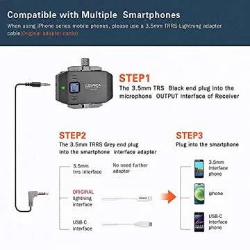 COMICA CVM-WS50C Wireless Lavalier Microphone for iPhone with Tripod, Real-time Monitor, Wireless Lapel Mic for Android, Video Recording Mic for YouTube TikTok Livestream Vlog.