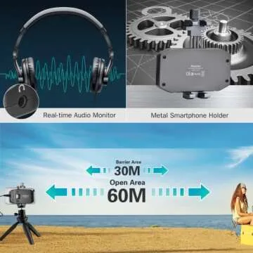 COMICA CVM-WS50C Wireless Lavalier Microphone for iPhone with Tripod, Real-time Monitor, Wireless Lapel Mic for Android, Video Recording Mic for YouTube TikTok Livestream Vlog.