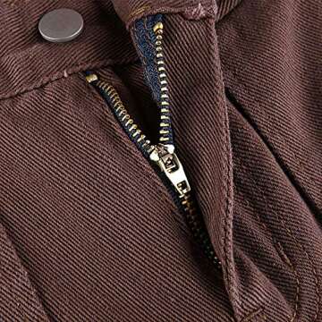 Mwardrobe Women High Waist Denim Pants Baggy Straight Wide Leg Boyfriend Vintage Relaxed Fit Cargo Jeans Streetwear with Pockets(S-Brown,Medium)