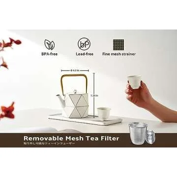 Toptier Cast Iron Teapot - Stovetop Safe 30 oz Kettle