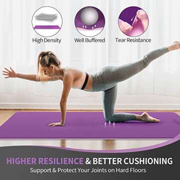 Extra Wide Yoga Mat | CAMBIVO Non-Slip TPE Fitness Mat