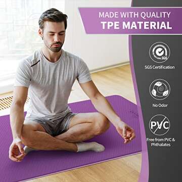 Extra Wide Yoga Mat | CAMBIVO Non-Slip TPE Fitness Mat
