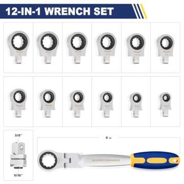 Haisstronica 13pcs Flex-Head Ratcheting Combination Wrench Set – Ultimate Auto Tools for Men