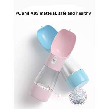 Outdoor Dog Water Bottle Dispenser - Leak Proof Water Bottle for Dogs On The Go with Food Container Multifunctional Travel Dog Water Bottle（Blue）