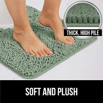 Gorilla Grip Plush Absorbent Shaggy Chenille Bath Rug Mat for Oval Toilet Base with Rubber Backing, ...