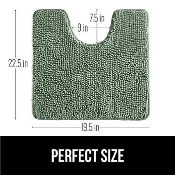 Gorilla Grip Plush Absorbent Shaggy Chenille Bath Rug Mat for Oval Toilet Base with Rubber Backing, Machine Washable Rugs, Soft Microfiber Contour Mats for Toilets, Bathoom Decor 22.5x19.5 Sage Green