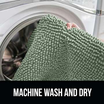 Gorilla Grip Plush Absorbent Shaggy Chenille Bath Rug Mat for Oval Toilet Base with Rubber Backing, Machine Washable Rugs, Soft Microfiber Contour Mats for Toilets, Bathoom Decor 22.5x19.5 Sage Green