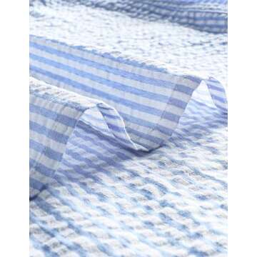 VATPAVE Mens Striped Summer Shirt Casual Button Down Short Sleeve Beach Shirts Cotton Linen Shirts for Men Small Light Blue