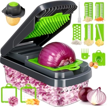 Vegetable Chopper,12 in 1 Multifunctional Food Chopper,7 Blade Veggie Chopper, Chopper Vegetable Cut...